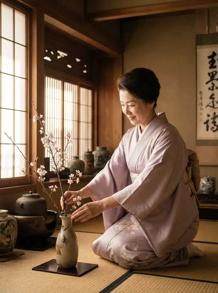 一位优雅的 花臂夫夫-独家故事分享|热门动漫人物介绍|高清合集 在和室中插花